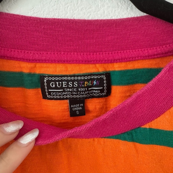 Guess x J Balvin Vibras Orange Striped Logo Short Sleeve Tee - Picture 6 of 6